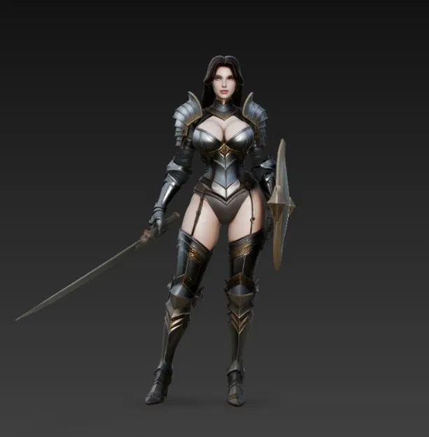 Mô hình nữ chiến binh sexy cầm kiếm và khiên in 3D - Image 5