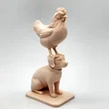Mô hình chú gà đứng trên đầu chó cưng - Thumbnail 1