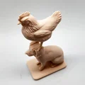 Mô hình chú gà đứng trên đầu chó cưng - Thumbnail 2