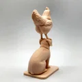 Mô hình chú gà đứng trên đầu chó cưng - Thumbnail 3