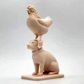 Mô hình chú gà đứng trên đầu chó cưng - Thumbnail 4