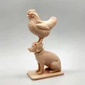 Mô hình chú gà đứng trên đầu chó cưng - Thumbnail 5