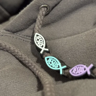 Phụ kiện trang trí dây áo hoodie hình cá Jesus (Jesus Fish Bead)