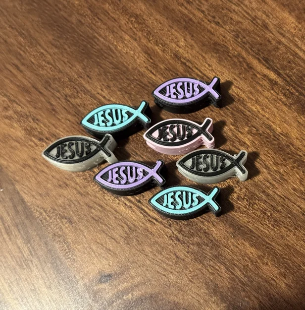 Phụ kiện trang trí dây áo hoodie hình cá Jesus (Jesus Fish Bead) - Image 2