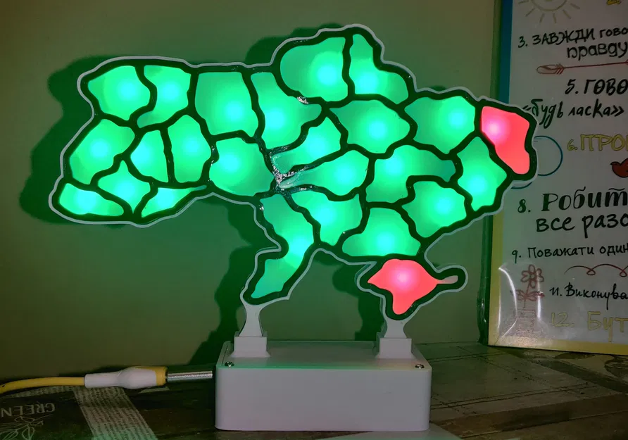Mô hình bản đồ báo động Ukraine kết hợp ESP32 và LED thông minh - Image 3