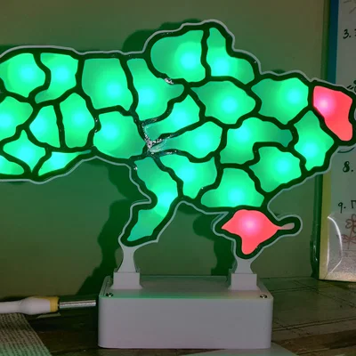 Mô hình bản đồ báo động Ukraine kết hợp ESP32 và LED thông minh