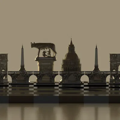 Bộ cờ vua Rome Chess Set - Thiết kế kiến trúc La Mã cổ đại