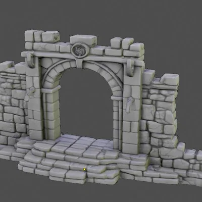 Mô hình cổng thành 3D (Wall Portal) in không cần support cho Wargame