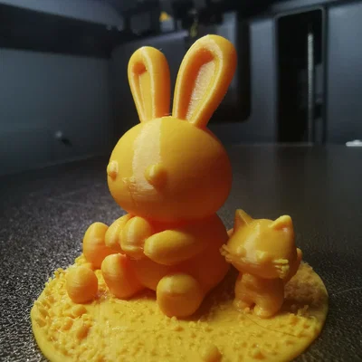 Mô hình in 3D thỏ và mèo đáng yêu trang trí bàn làm việc