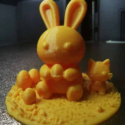 Mô hình in 3D thỏ và mèo đáng yêu trang trí bàn làm việc