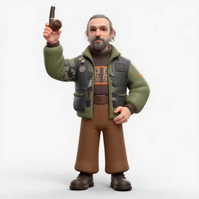 Mô hình nhân vật ông chú cầm tẩu thuốc in 3D (Stylized Character)