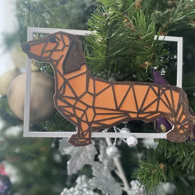 Mô hình trang trí chú chó Dachshund hình học - Ý tưởng quà tặng độc đáo