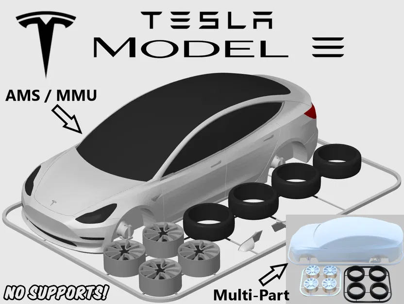 Mô hình Tesla Model 3 Kit Card (tỷ lệ 1:24) - Image 1