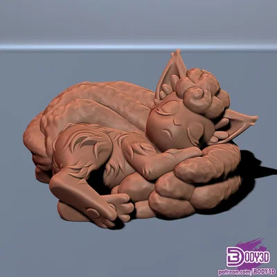 Mô hình 3D Vulpix Alola ngủ dễ thương cho máy in FDM