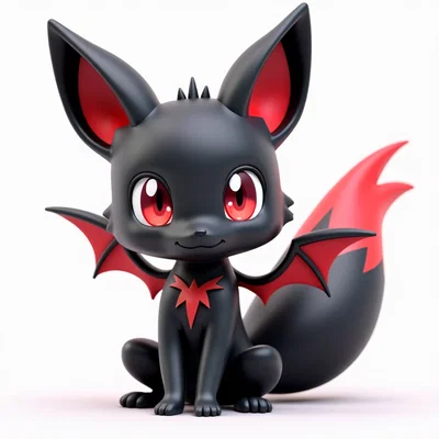 Mô hình 3D chú cáo đen Black Fox đáng yêu với cánh dơi