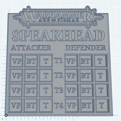 Bảng theo dõi điểm số Warhammer Age of Sigmar Spearhead (3D Print)