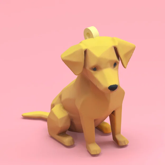 Móc khóa chó phong cách low poly - Image 1
