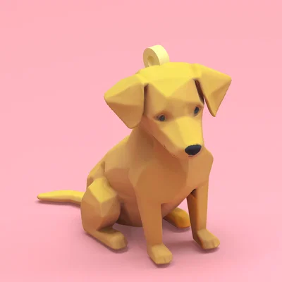 Móc khóa chó phong cách low poly