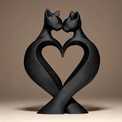 Tượng Mèo Đôi (Cat's Love) - Mô hình trang trí tối giản