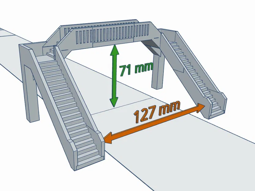 Mô hình cầu đi bộ tỉ lệ H0 cho sa bàn đường sắt - 3D Print - Image 1