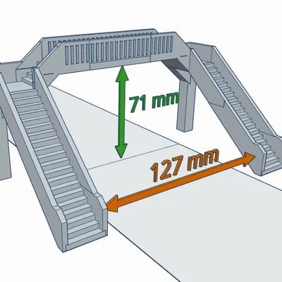 Mô hình cầu đi bộ tỉ lệ H0 cho sa bàn đường sắt - 3D Print