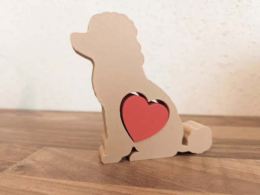 Tượng Chú Chó Poodle Trang Trí Kèm Trái Tim Đáng Yêu - In 3D - Image 2