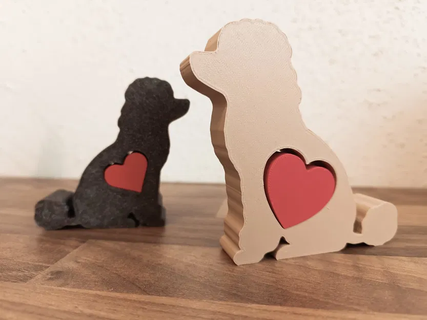 Tượng Chú Chó Poodle Trang Trí Kèm Trái Tim Đáng Yêu - In 3D - Image 3