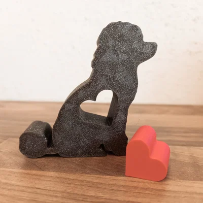 Tượng Chú Chó Poodle Trang Trí Kèm Trái Tim Đáng Yêu - In 3D
