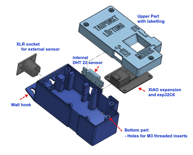 Vỏ hộp thông gió điểm sương với Seeed XIAO ESP32C6 và DHT22 - Image 3