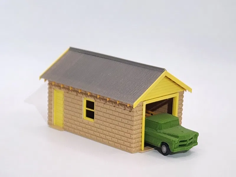 Mô hình nhà để xe gạch bê tông Rusticated tỷ lệ HO - Image 5