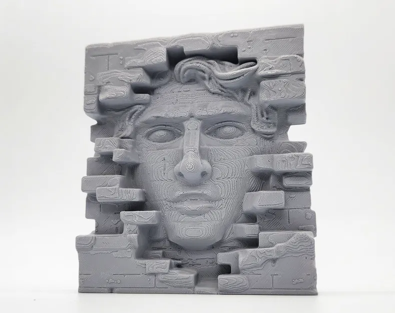 Tượng khuôn mặt trên tường gạch - Không cần hỗ trợ (No Supports) - Image 4