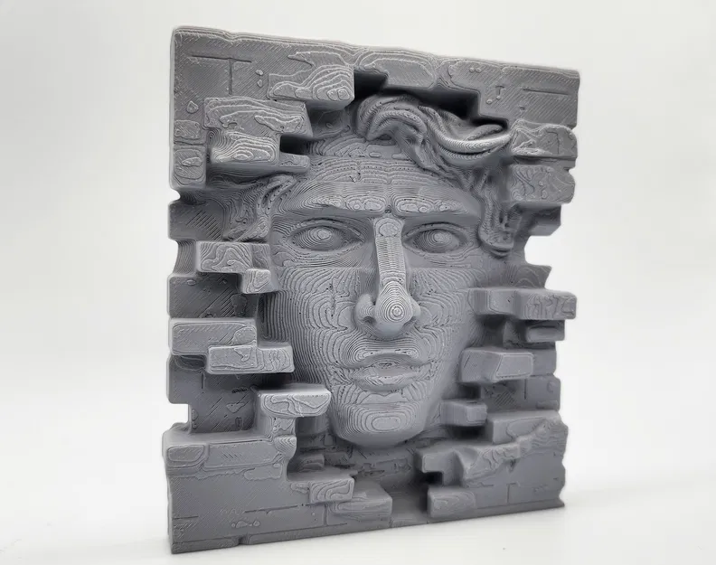 Tượng khuôn mặt trên tường gạch - Không cần hỗ trợ (No Supports) - Image 5