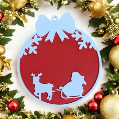Mẫu in 3D quả cầu trang trí Giáng sinh ông già Noel đẹp mắt