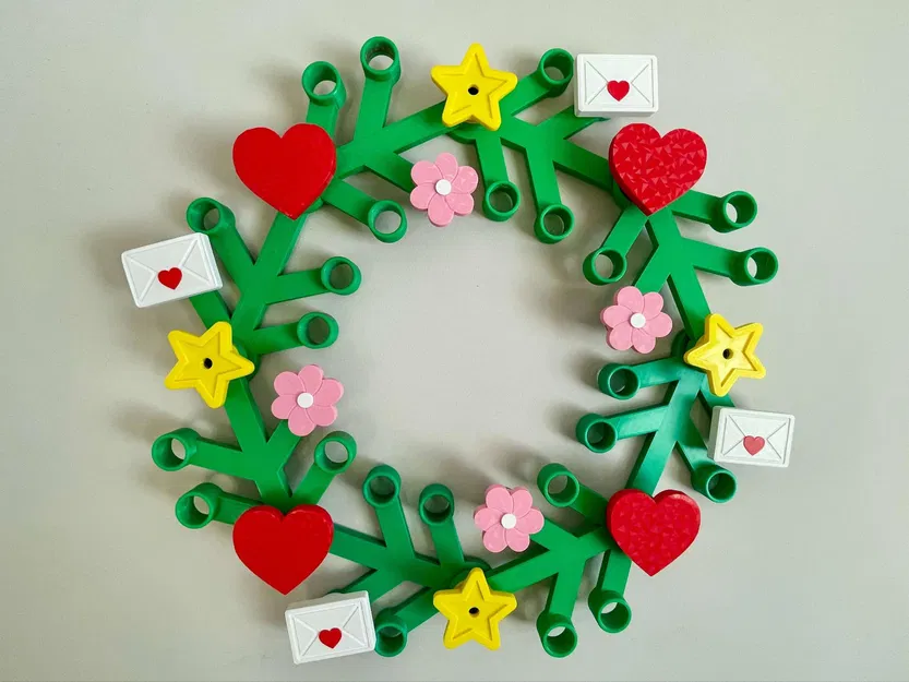 Phong bì niêm phong trái tim trang trí vòng hoa Lego - Image 1