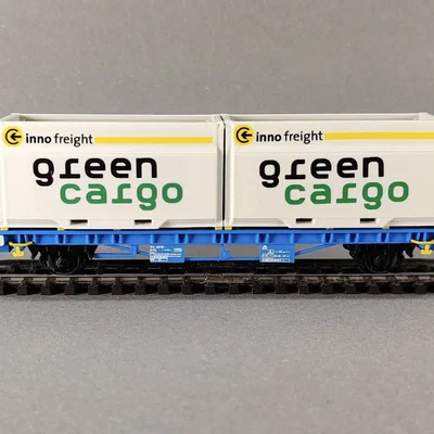 Toa tàu chở container Green Cargo Lgns 081, tỷ lệ H0 (1:87)