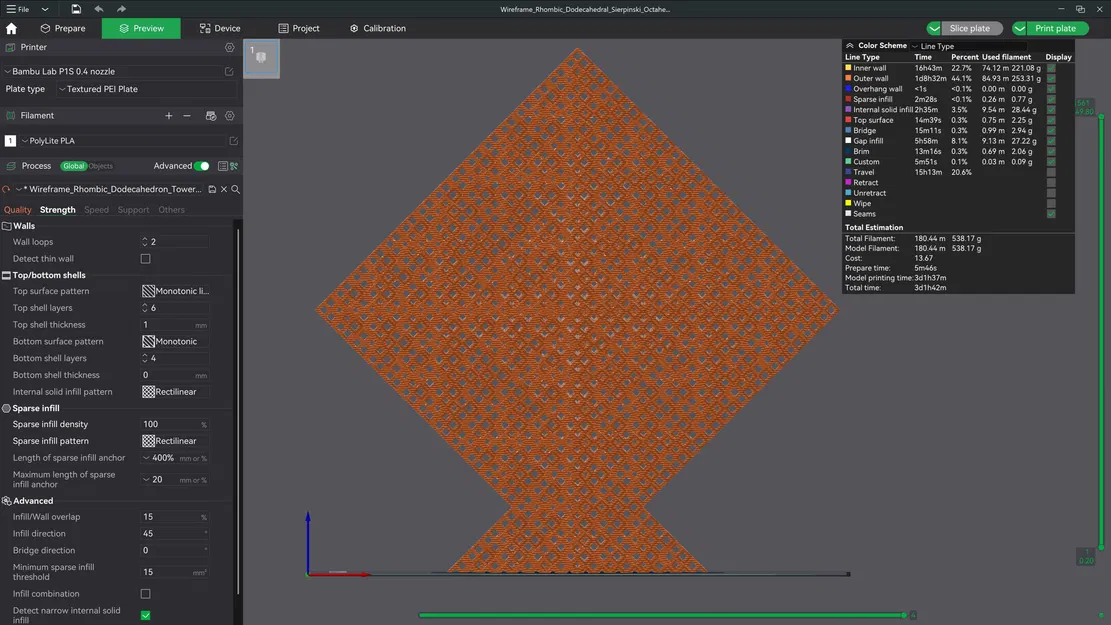 Cấu trúc Fractal Sierpiński Octahedron dạng khung Rhombic Dodecahedron - Level 4 - Image 17