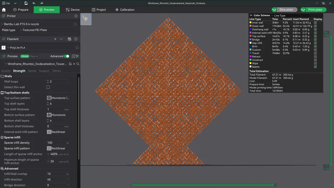 Cấu trúc Fractal Sierpiński Octahedron dạng khung Rhombic Dodecahedron - Level 4 - Image 19