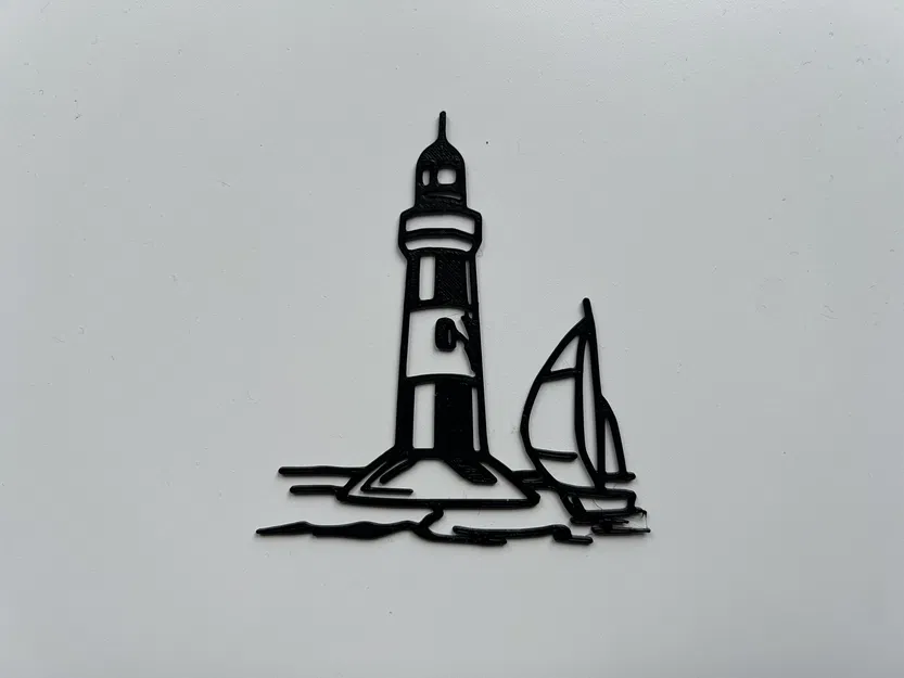 Mẫu trang trí tường hình ngọn hải đăng và thuyền buồm ấn tượng - Image 1