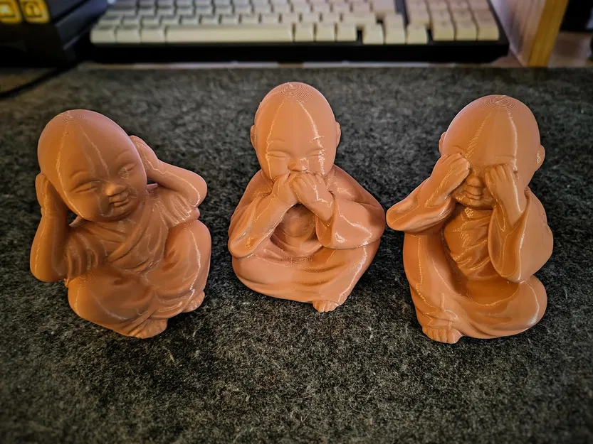 Bộ Tượng Ba Chú Tiểu Buddha Thông Thái - Mô Hình In 3D Độc Đáo - Image 1
