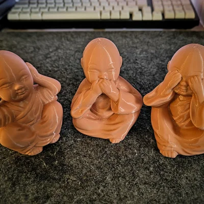 Bộ Tượng Ba Chú Tiểu Buddha Thông Thái - Mô Hình In 3D Độc Đáo