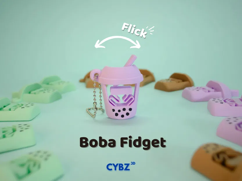 Móc khóa Fidget Flick Boba Tea: Đồ chơi in 3D cực kỳ thú vị - Image 1
