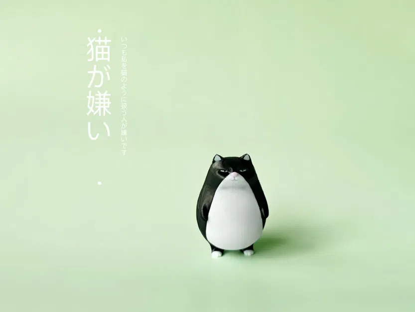 Mèo Chữa Lành Không Cần Support (In Đơn Sắc & Đa Sắc) - Móc Khóa/Mô Hình Trang Trí Dễ Thương - Image 1