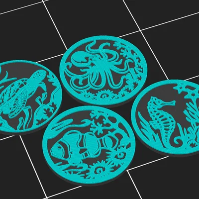 Bộ 4 Nam Châm Trang Trí Hình Sinh Vật Biển