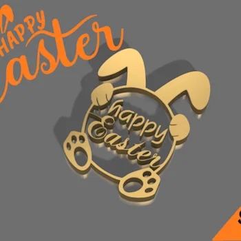 Mô hình trang trí Happy Easter hình chú thỏ dễ thương in 3D