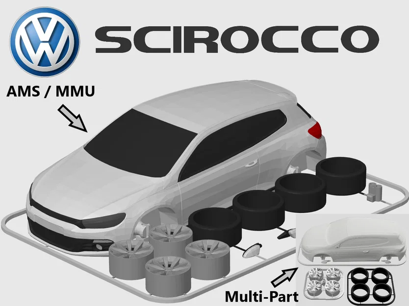 Mô hình lắp ráp Volkswagen Scirocco Kit Card (tỷ lệ 1:24) - Image 1