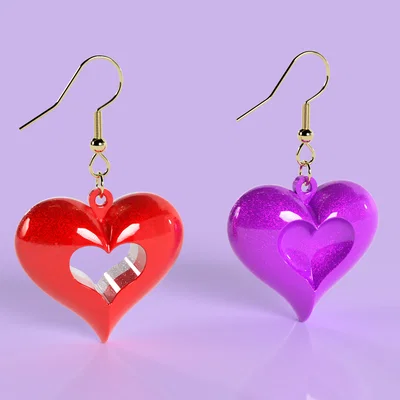 Mô hình 3D trái tim làm mặt dây chuyền và bông tai Valentine