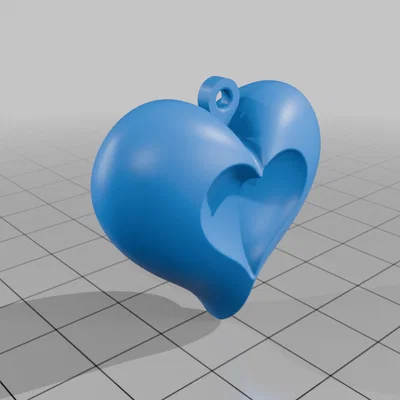 Mô hình 3D trái tim làm mặt dây chuyền và bông tai Valentine