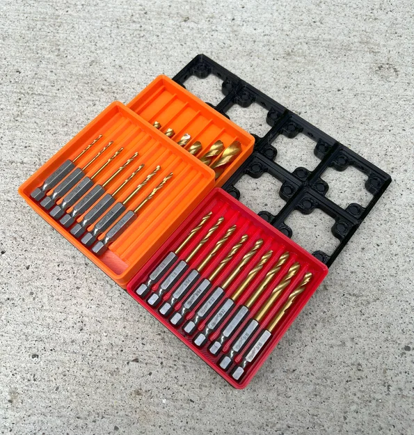 Giá đỡ mũi khoan lục giác Gridfinity xếp chồng được - Image 1