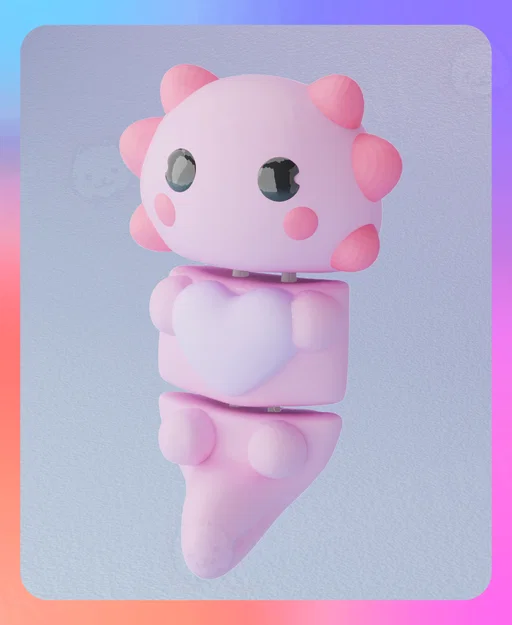 Flexi Axolotl và Móc khóa Trái tim Valentine - Image 1