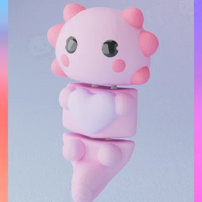 Flexi Axolotl và Móc khóa Trái tim Valentine